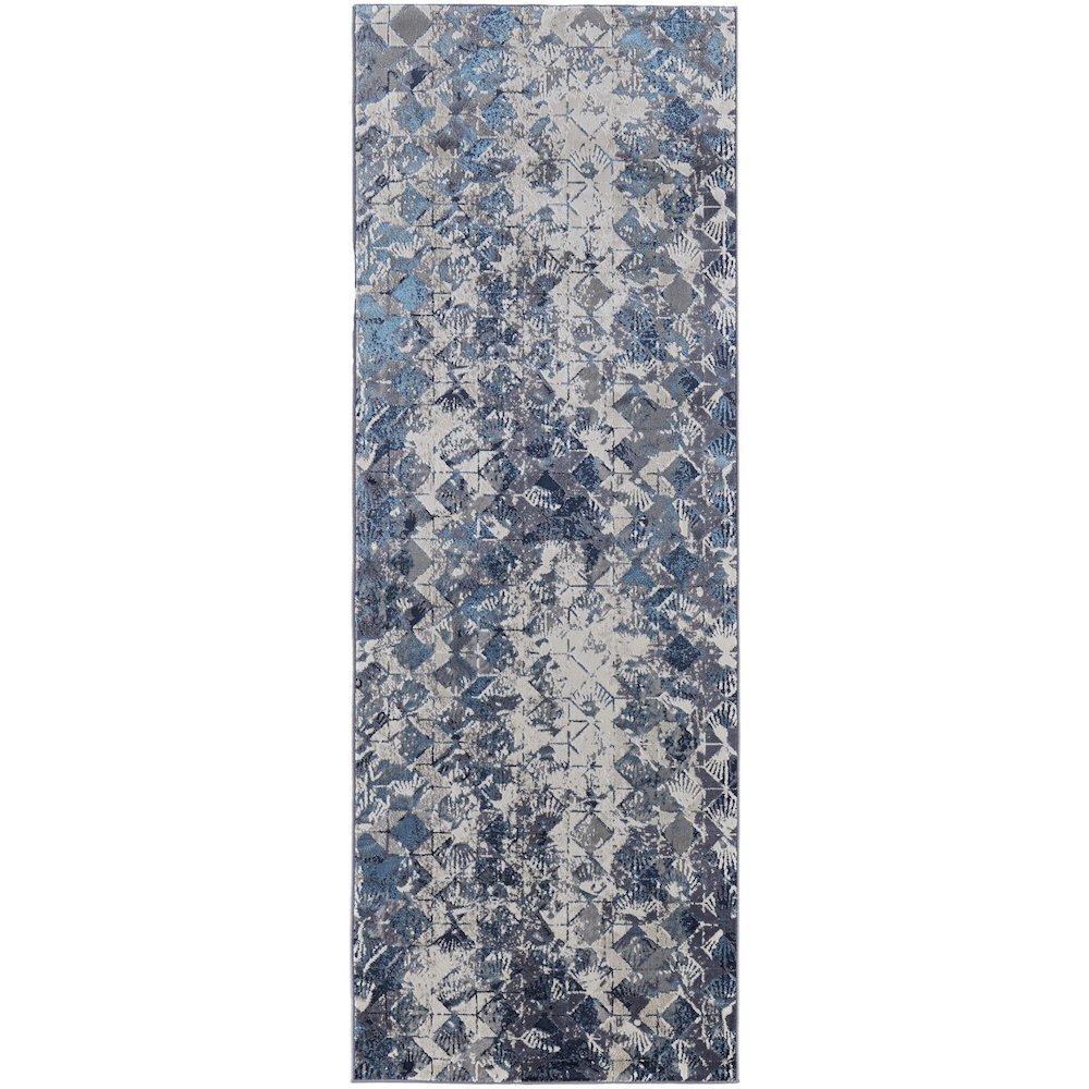 Indio Modern Diamond, Blue/Ivory/Gray, 2'-10" x 7'-10" Runner. Picture 1