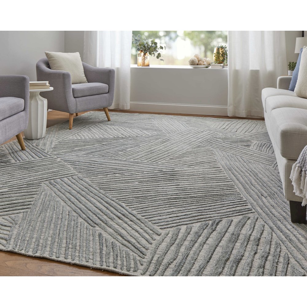Elias Modern Abstract, Green/Ivory/Tan, 2' x 3' Accent Rug. Picture 2