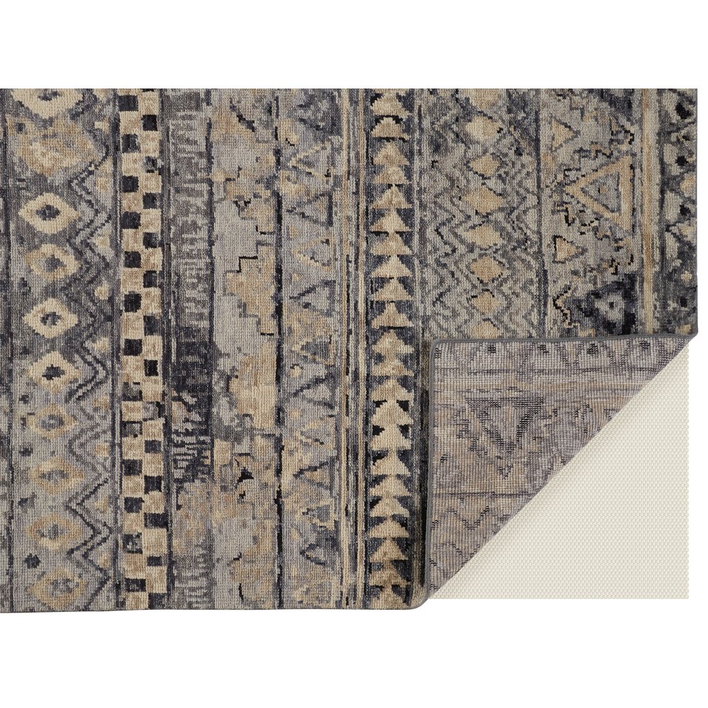Palomar Luxe Hand Knot Abstract Area RugGray/Denim Blue, 7x9in x 9x9in, PAL6630FGRYBLUF99. Picture 4