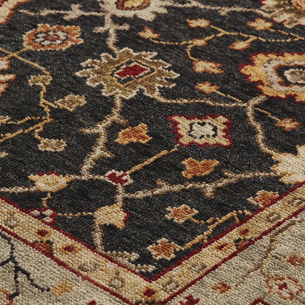 Carrington Traditional Oushak Accent Rug, Geo Floral, Black/Gold, 3ft-6in x 5ft-6in, 9826500FCHLLBLC50. Picture 5