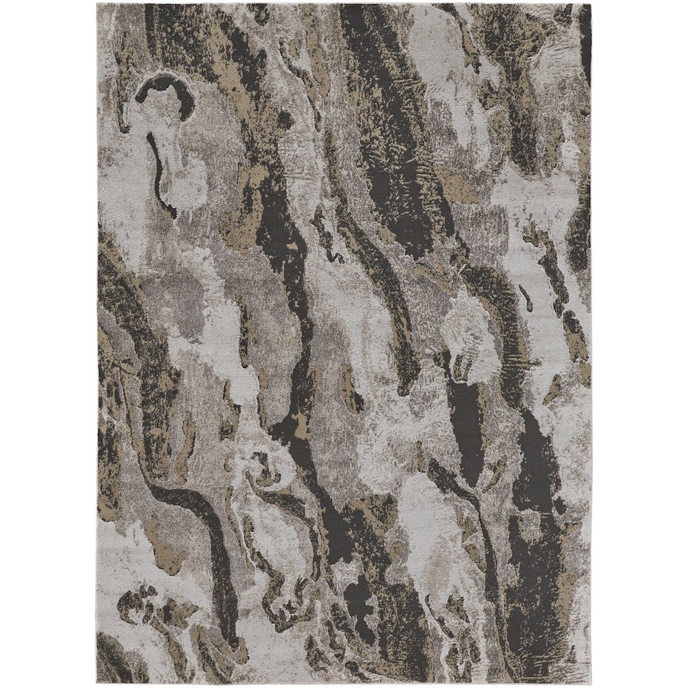 Vancouver Modern Abstract, Ivory/Brown/Taupe, 4' x 6' Accent Rug. Picture 1