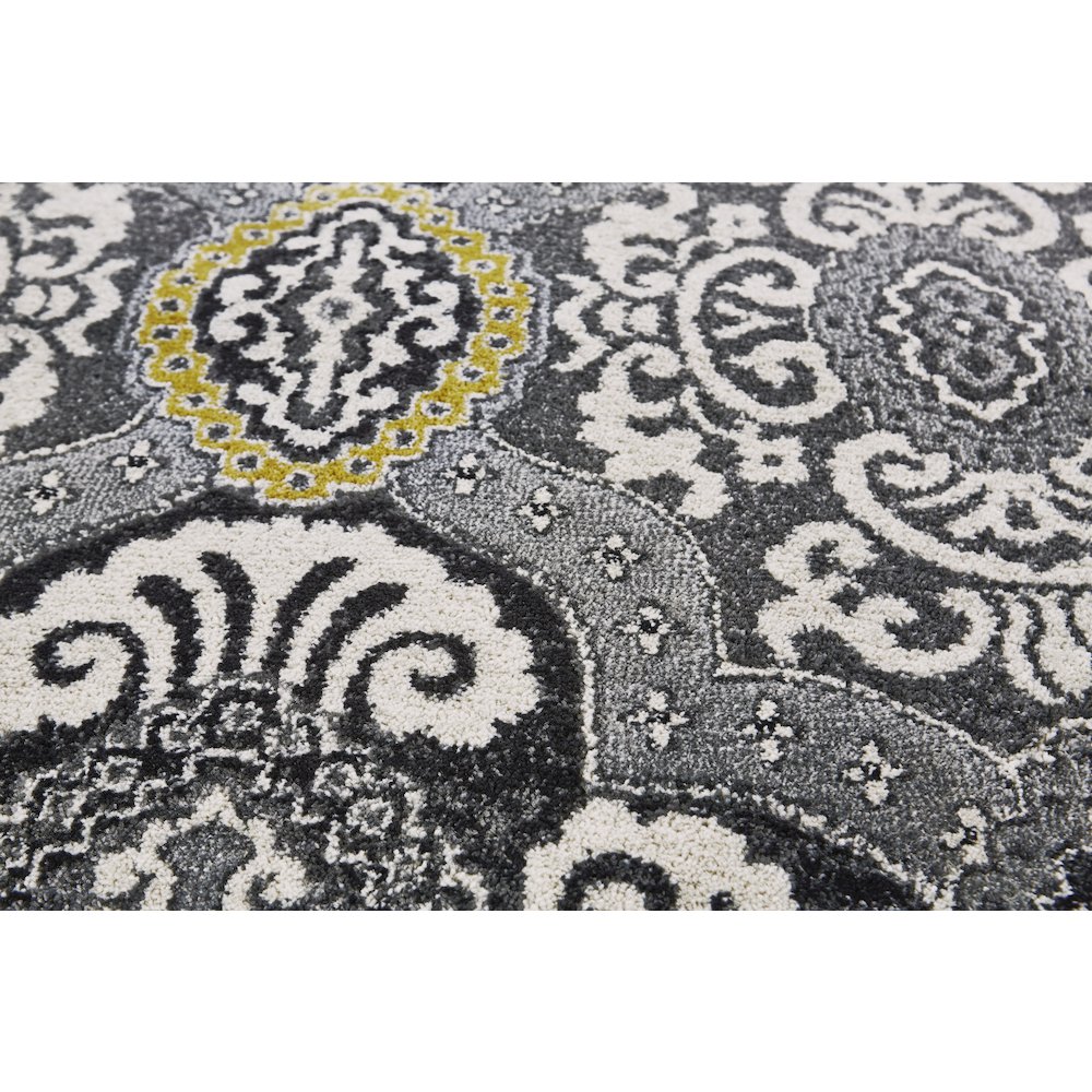 Bleecker Modern Damask, Ivory/Gray/Yellow, 10' x 13'-2" Area Rug. Picture 4
