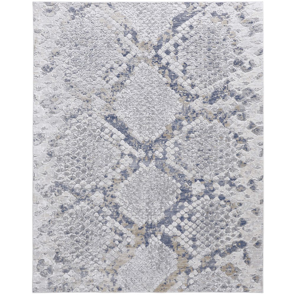 Laina Transitional Trellis & Lattice, Silver/Gray/Blue, 5' x 7'-10" Area Rug. Picture 1