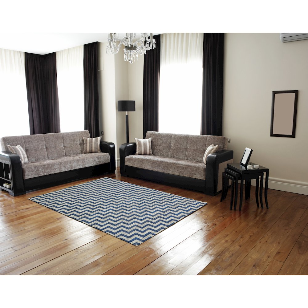 Brixton Modern Chevron, Blue/Ivory/Gray, 10' x 13'-2" Area Rug. Picture 2