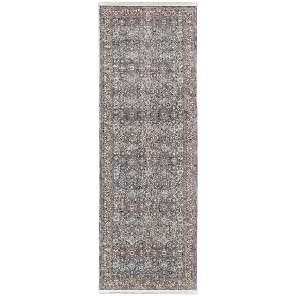 Marquette Transitional Oriental, Blue/Red, 2'-8" x 10' Runner. Picture 1