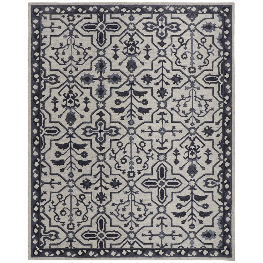 Fallon Rustic Farmhouse Rug, Flora/Fauna, Warm Dark Gray, 9ft x 12ft Area Rug, FLN8839FIVY000G00. Picture 1