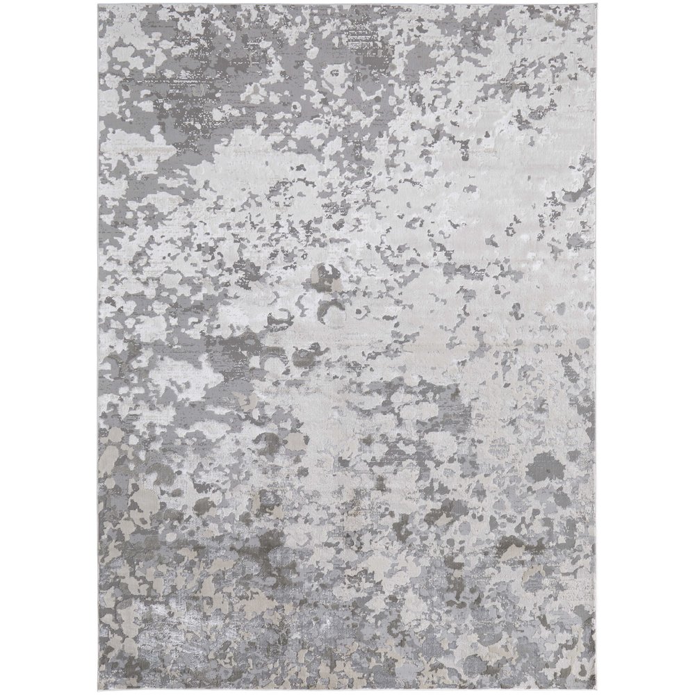 Micah Modern Abstract, Silver/Gray/White, 8' x 10' Area Rug. Picture 1