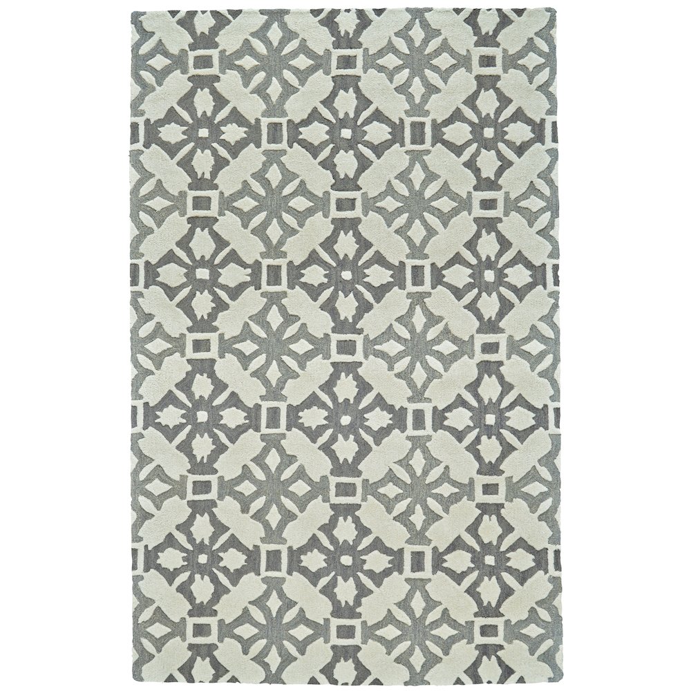 Ella Transitional Geometric, Gray/Ivory, 5' x 8' Area Rug. Picture 1