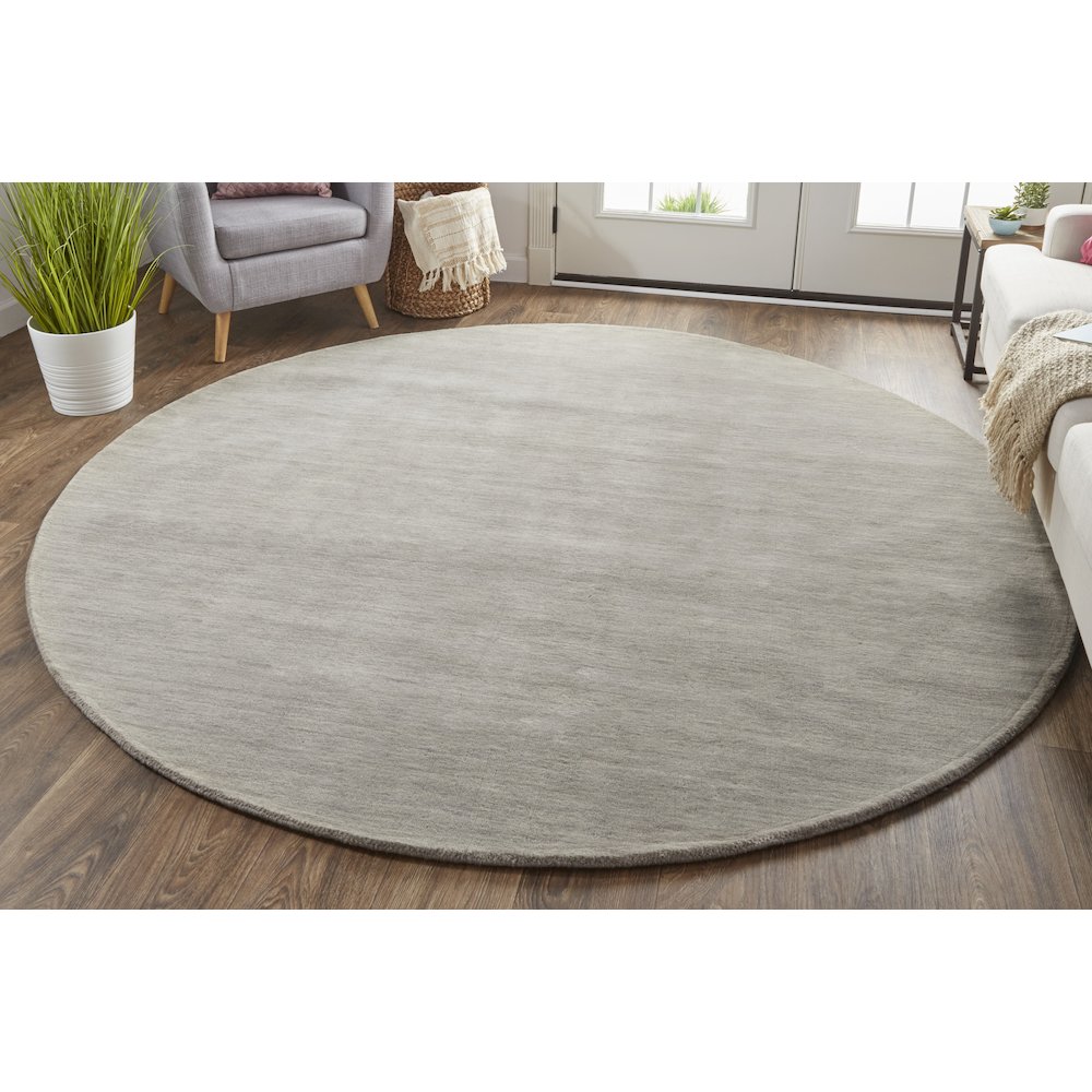 Luna Hand Woven Marled Wool Rug, Light/Warm Gray, 8ft x 8ft Round, 5798049FLGY000N80. Picture 2