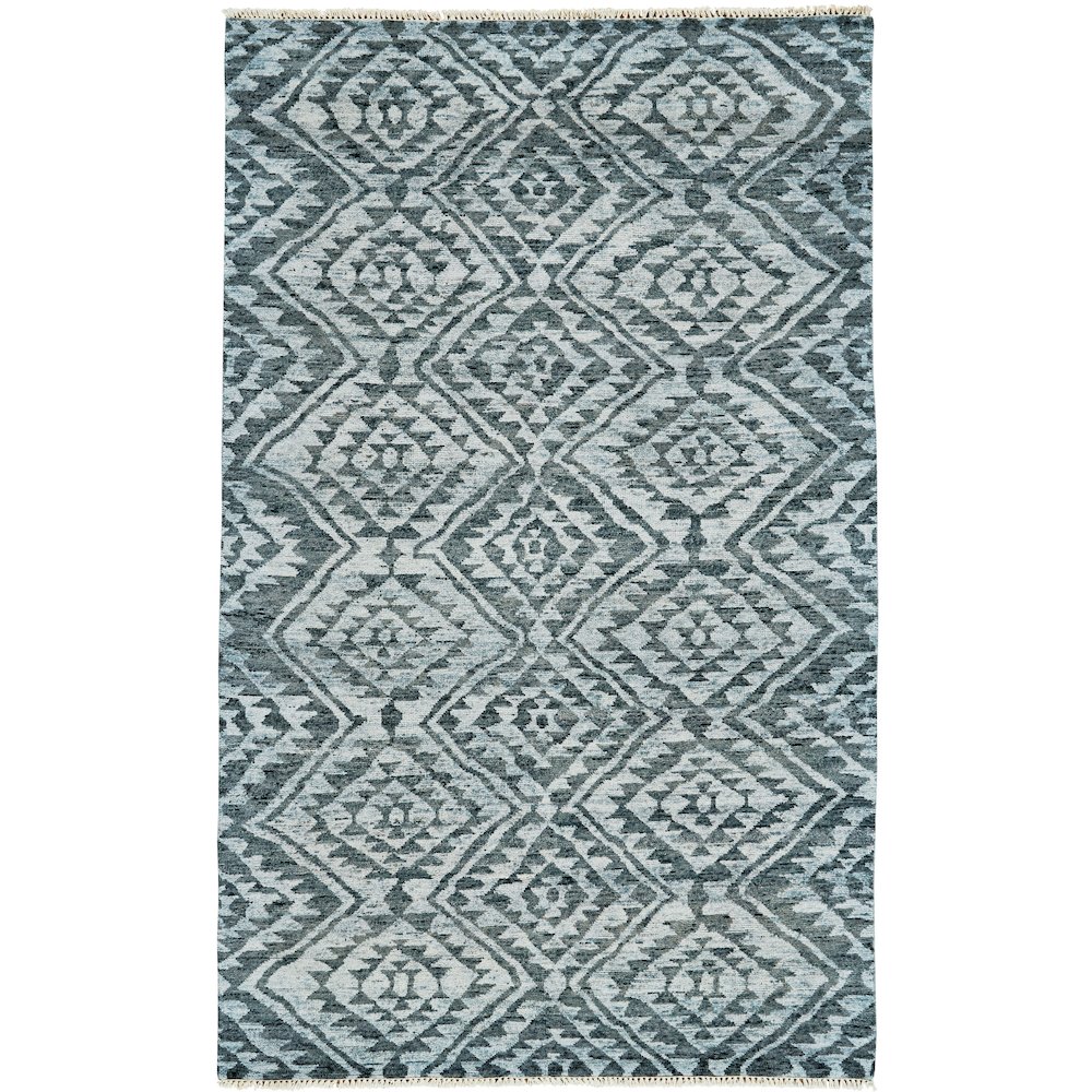 Nizhoni Transitional Southwestern, Gray/Blue/Ivory, 2' x 3' Accent Rug. Picture 1