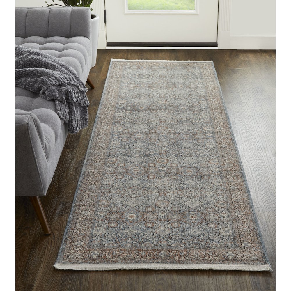 Marquette Transitional Oriental, Blue/Red, 2'-8" x 10' Runner. Picture 2