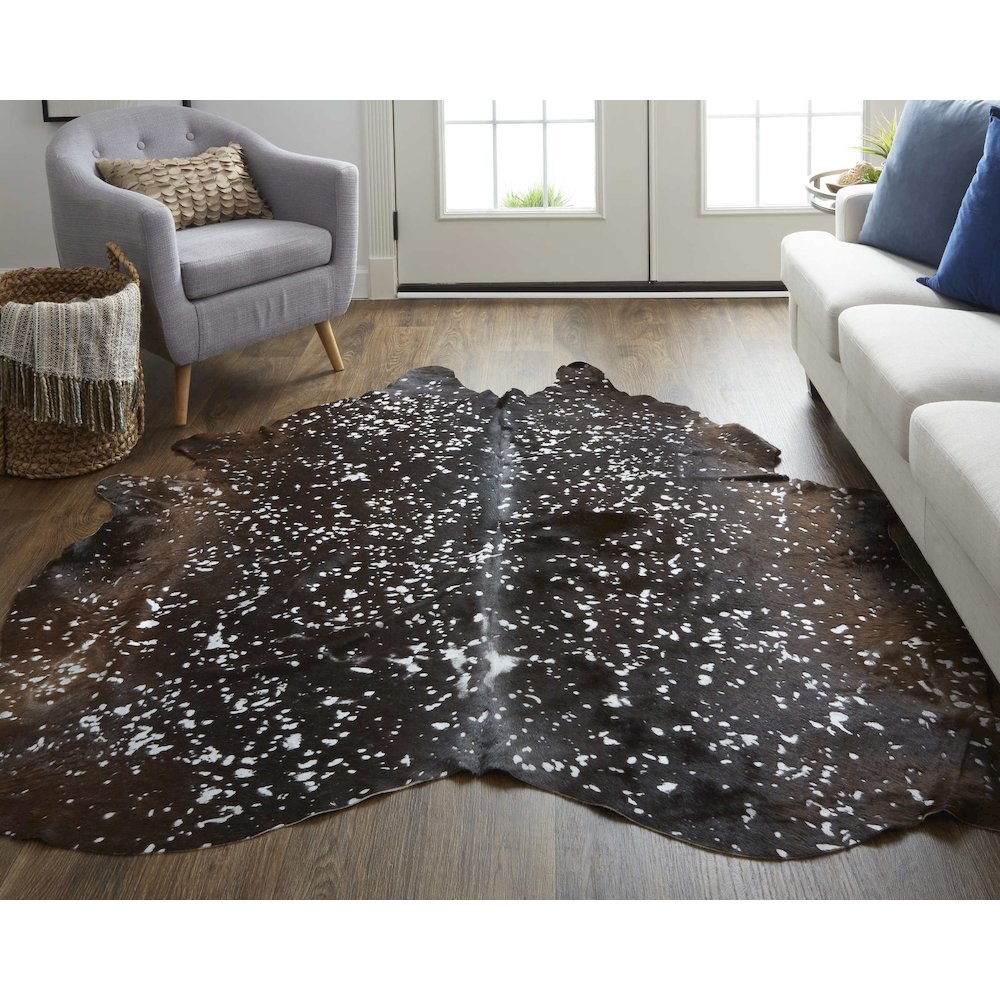 Ellyse Transitional Animal Print, Silver/Brown, Large Shaped Rug. Picture 2