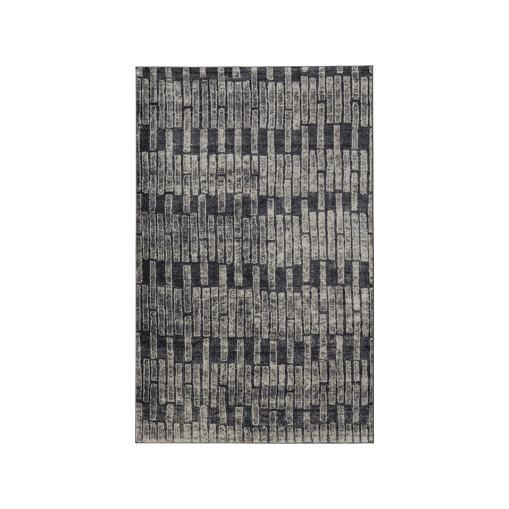 Kano Transitional Geometric, Gray/Black/Ivory, 4'-3" x 6'-3" Accent Rug. Picture 1
