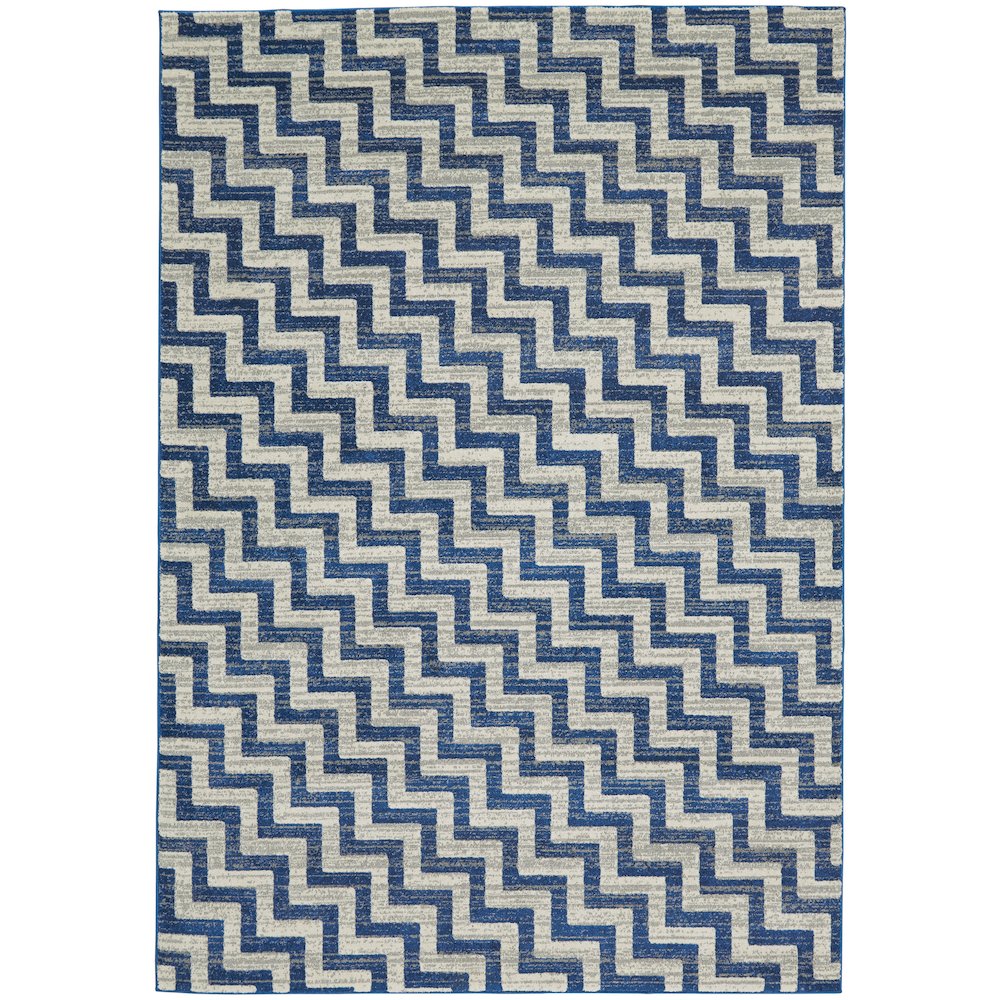 Brixton Modern Chevron, Blue/Ivory/Gray, 10' x 13'-2" Area Rug. Picture 1