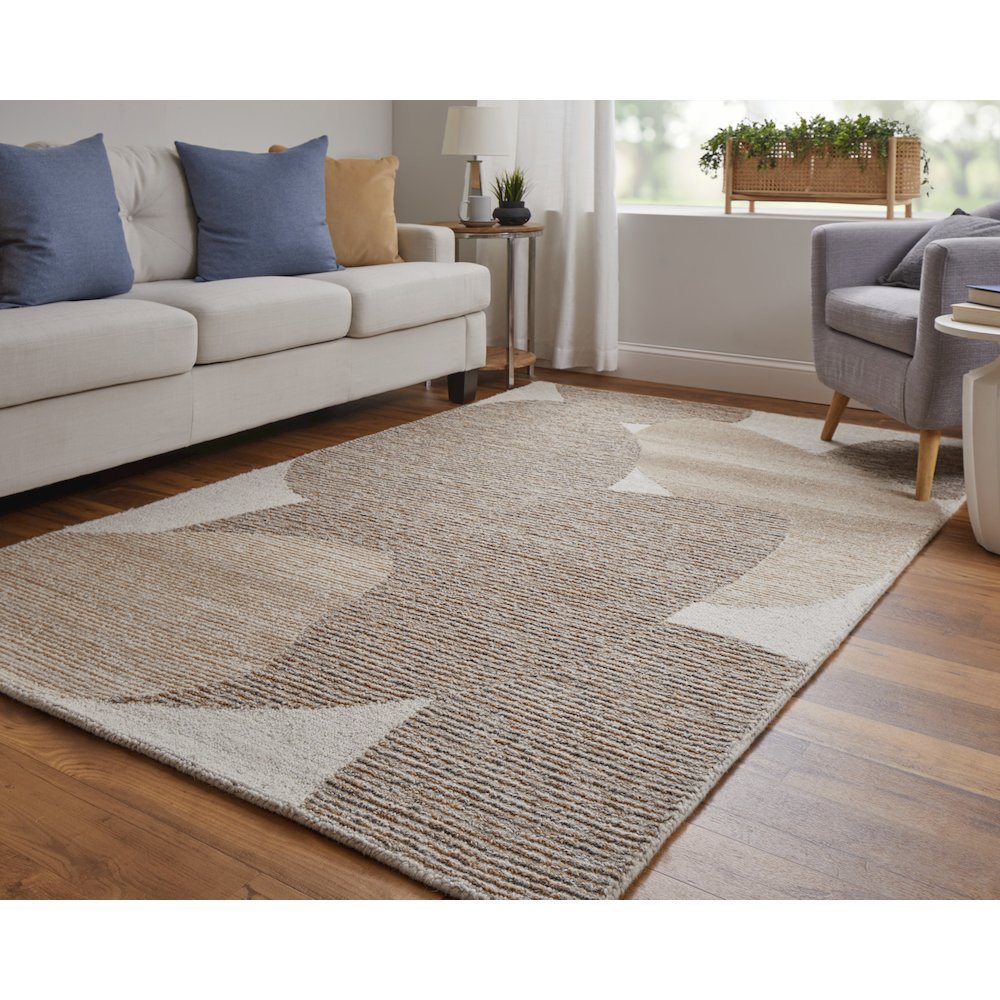 Pollock Modern Watercolor, Brown/Tan/Ivory, 3'-6" x 5'-6" Accent Rug. Picture 2