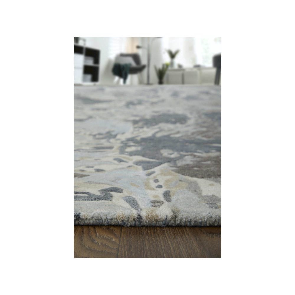 Zarah Modern Watercolor, Blue/Taupe/Green, 2' x 3' Accent Rug. Picture 9