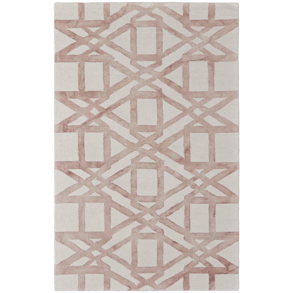 Lorrain Geometric Patterned Wool Rug, Blush Pink, 3ft-6in x 5ft-6in Accent Rug, 6108571FBLH000C50. Picture 1