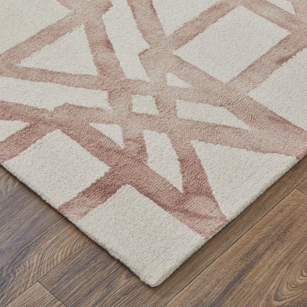 Lorrain Geometric Patterned Wool Rug, Blush Pink, 3ft-6in x 5ft-6in Accent Rug, 6108571FBLH000C50. Picture 4