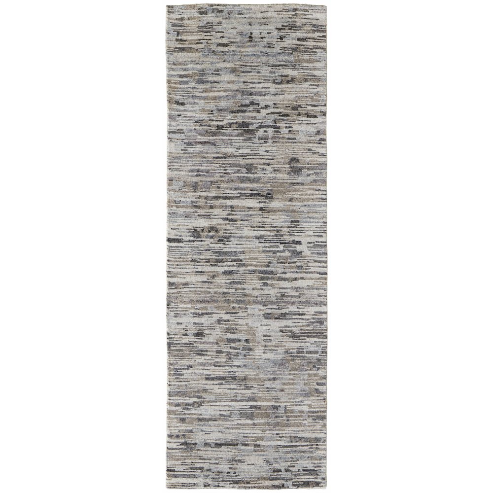 Conroe Luxe Abstract Hand Knot Rugnner Gunmetal/Silver Blue, 2ft-6in x 8ft, CRO6821FGRY000I68. Picture 1