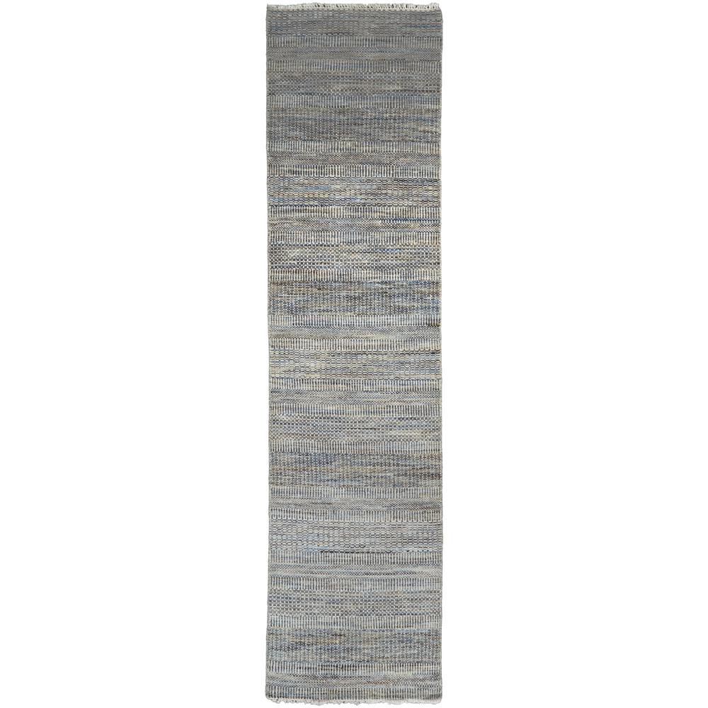 Janson Classic Striped Rug, Warm Gray/Bright Blue, 2ft - 6in x 10ft, Runner, I92I6064BLU000I10. Picture 2