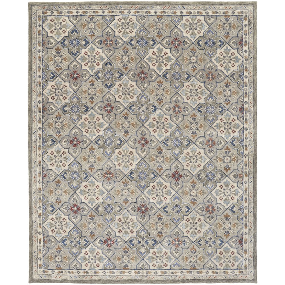 Rylan Transitional Floral & Botanical, Taupe/Ivory/Red, 5' x 8' Area Rug. Picture 1