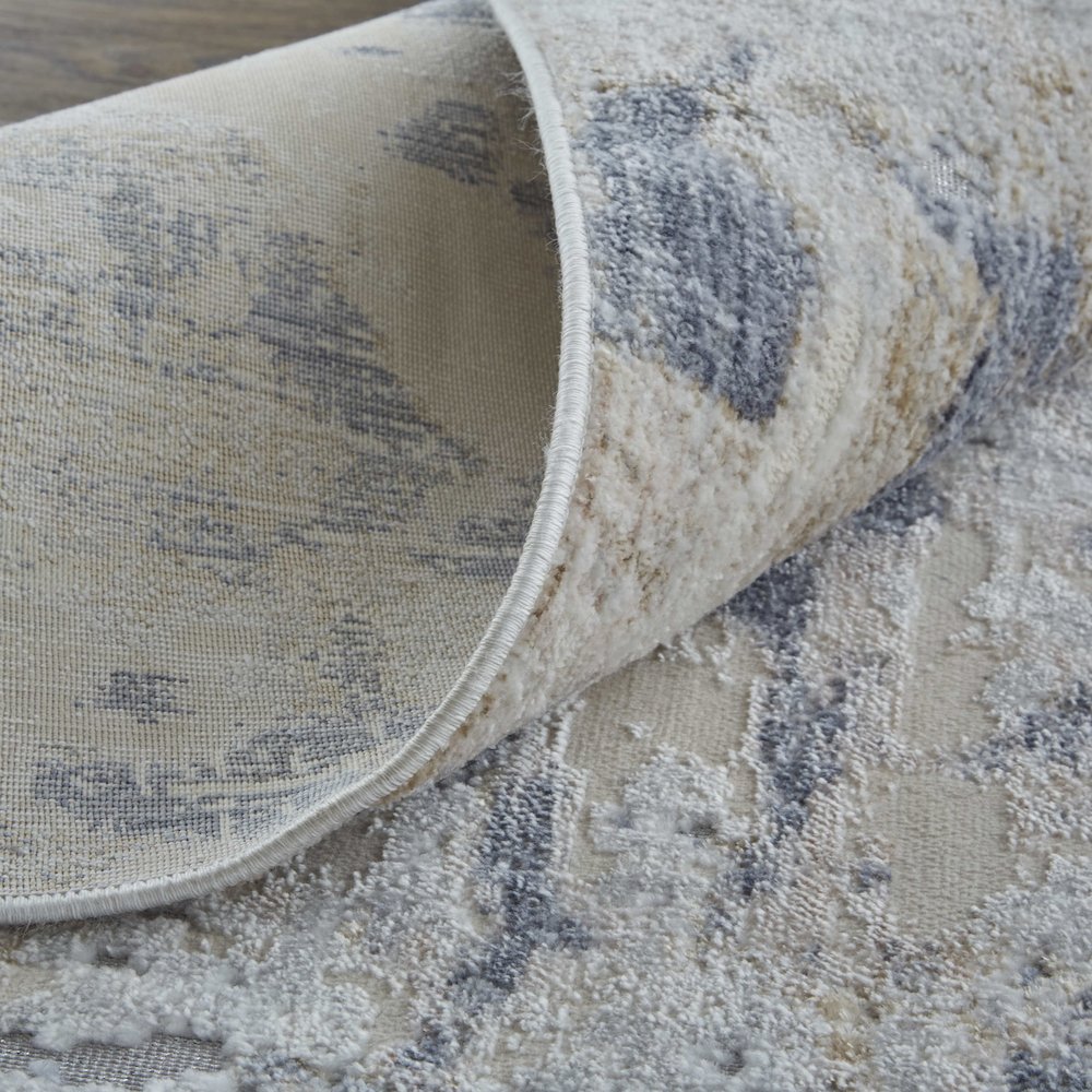 Laina Transitional Abstract, Ivory/Gray/Blue, 5' x 7'-10" Area Rug. Picture 7