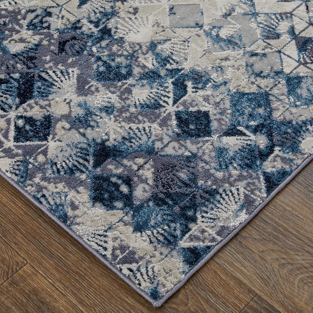Indio Modern Diamond, Blue/Ivory/Gray, 3'-11" x 6' Accent Rug. Picture 3