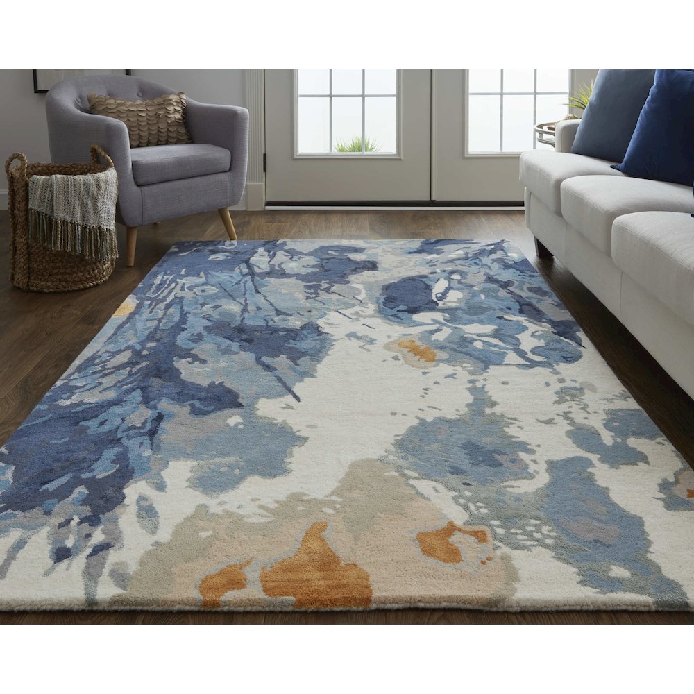 Dafney Transitional Floral & Botanical, Blue, 10' x 14' Area Rug. Picture 2
