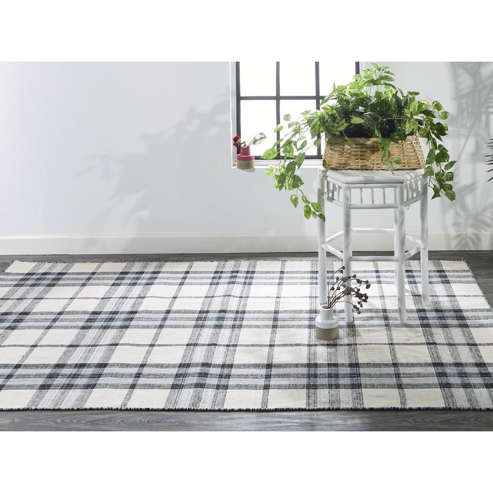 Crosby Eco-Friendly PET Dhurrie, Ivory/Sky Blue/Black, 5ft x 8ft Area Rug, 8830565FIVYCHLE10. Picture 2