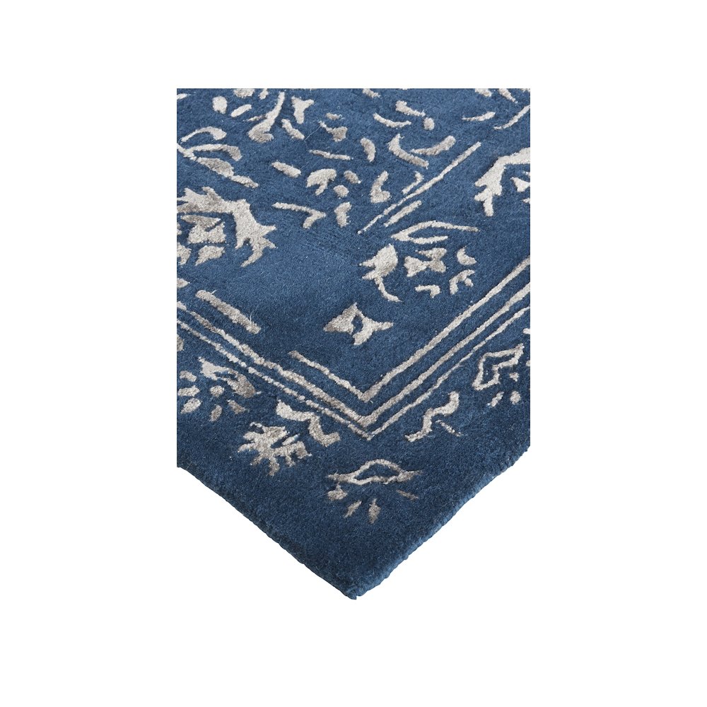 Bella High/Low Floral Wool Rug, Vallarta Blue/Silver Gray, 8ft x 10ft Area Rug, 9698014FBLUSLVF00. Picture 3