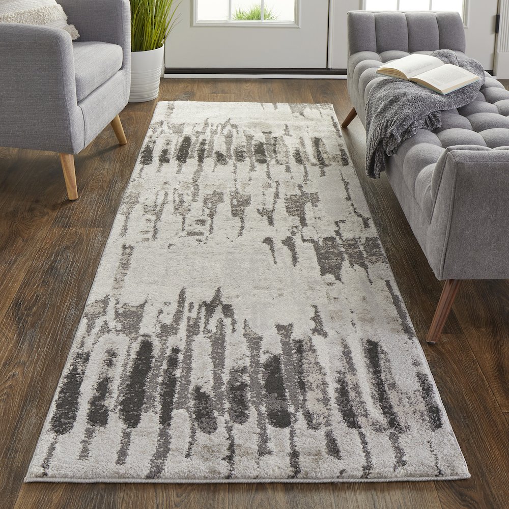 Vancouver Modern Abstract, Ivory/Brown/Gray, 2'-10" x 7'-10" Runner. Picture 2