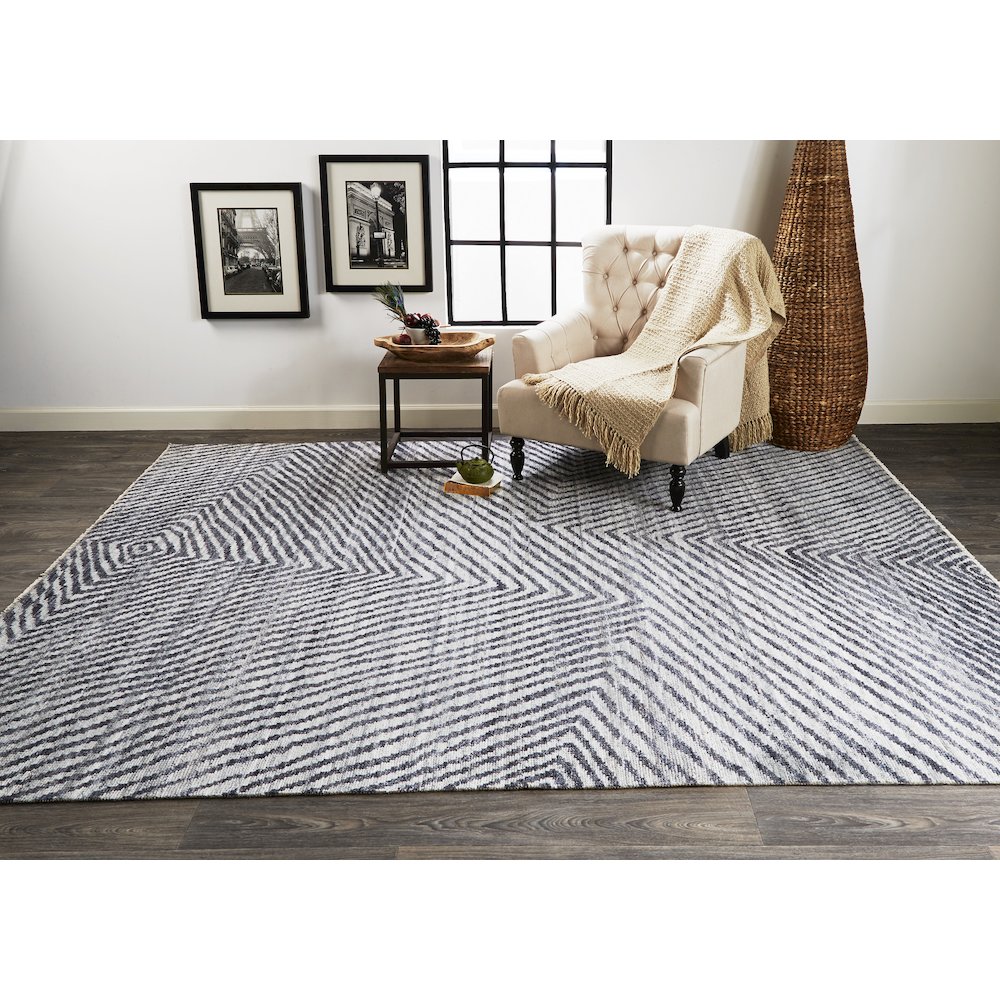 Vivien Architectural Hand Knot Wool Area Rug, Graphite Gray/Denim, 8ft x 10ft, 8046555FGRY000F00. Picture 2