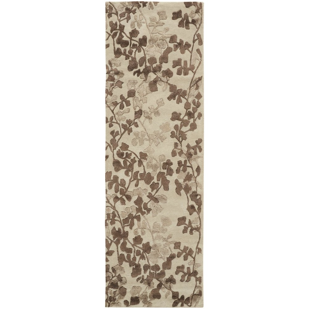 Bella Transitional Floral & Botanical, Ivory/Taupe/Brown, 2'-6" x 8' Runner. Picture 1
