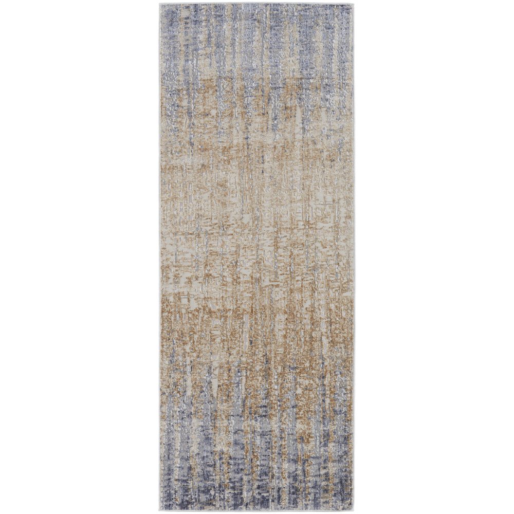 Laina Transitional Gradient & Ombre, Tan/Brown/Blue, 3' x 12' Runner. Picture 1