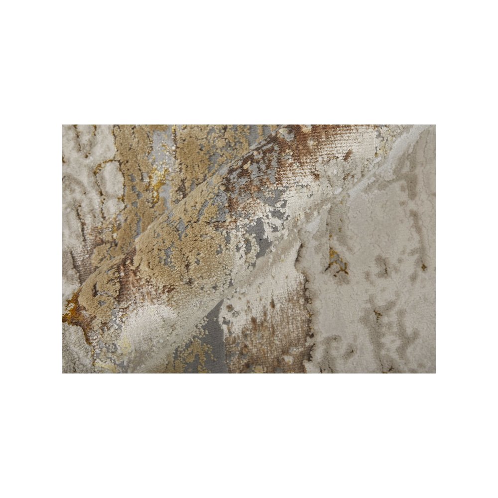 Aura Modern Abstract, Ivory/Gold/Brown, 5' x 8' Area Rug. Picture 5