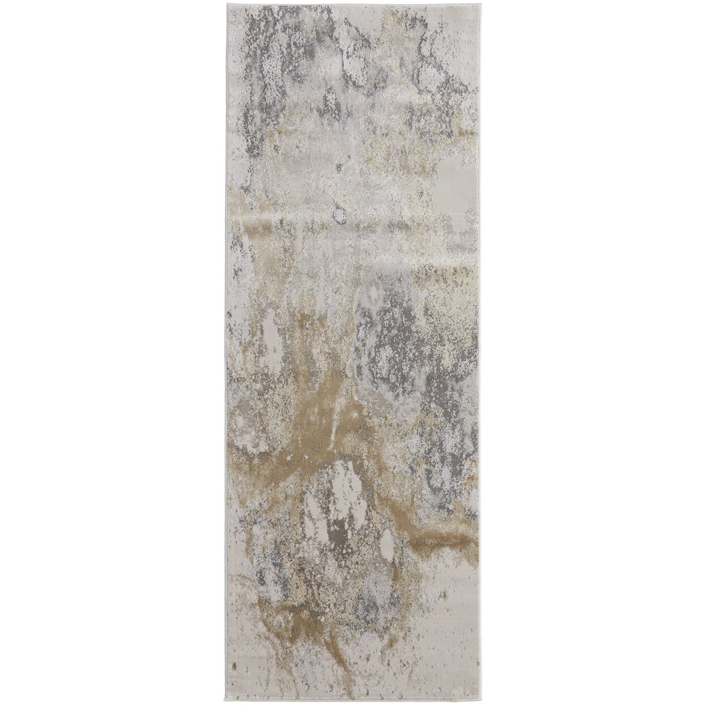 Astra Transitional Abstract, Gray/Gold/Ivory, 2'-10" x 7'-10" Runner. Picture 1