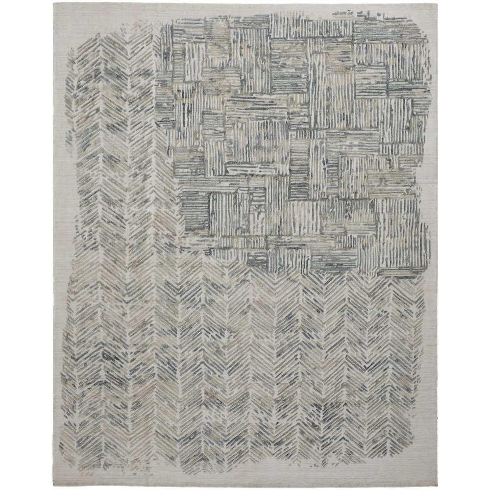 Elias Modern Abstract, Green/Blue/Ivory, 3'-6" x 5'-6" Accent Rug. Picture 1