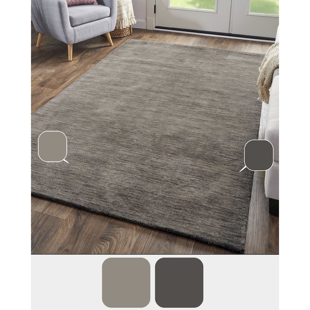 Luna Hand Woven Marled Wool Rug, Charcoal Gray, 10ft x 10ft Round, 5798049FCHL000N95. Picture 8