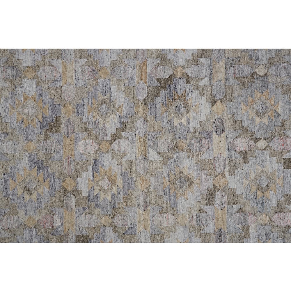 Beckett Eco Moroccan Ornamental Mosaic Rug, Blue/Tan/Brown, 5ft x 8ft Area Rug, 8900818FGRYMLTE10. Picture 4