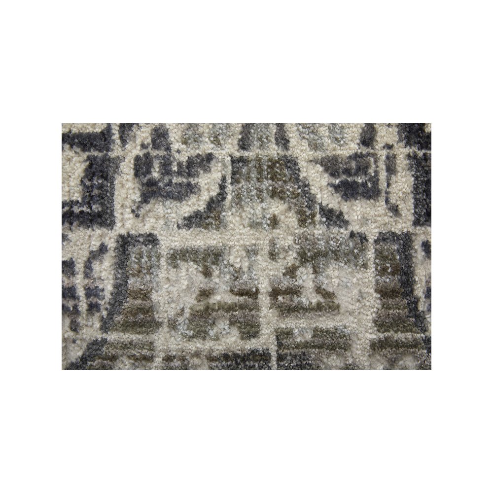 Kano Distressed Geometric Floral Area Rug, Charcoal Gray/Ivory, 12in x 13ft-9in, 8643874FGRYIVYH14. Picture 6