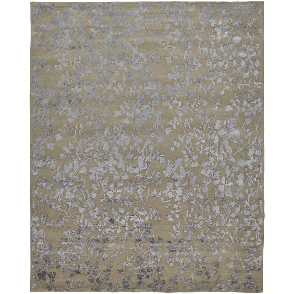 Bella High/Low Floral Wool Rug, Latte/SIlver Gray, 5ft x 8ft Area Rug, 9698832FSLV000E10. Picture 1