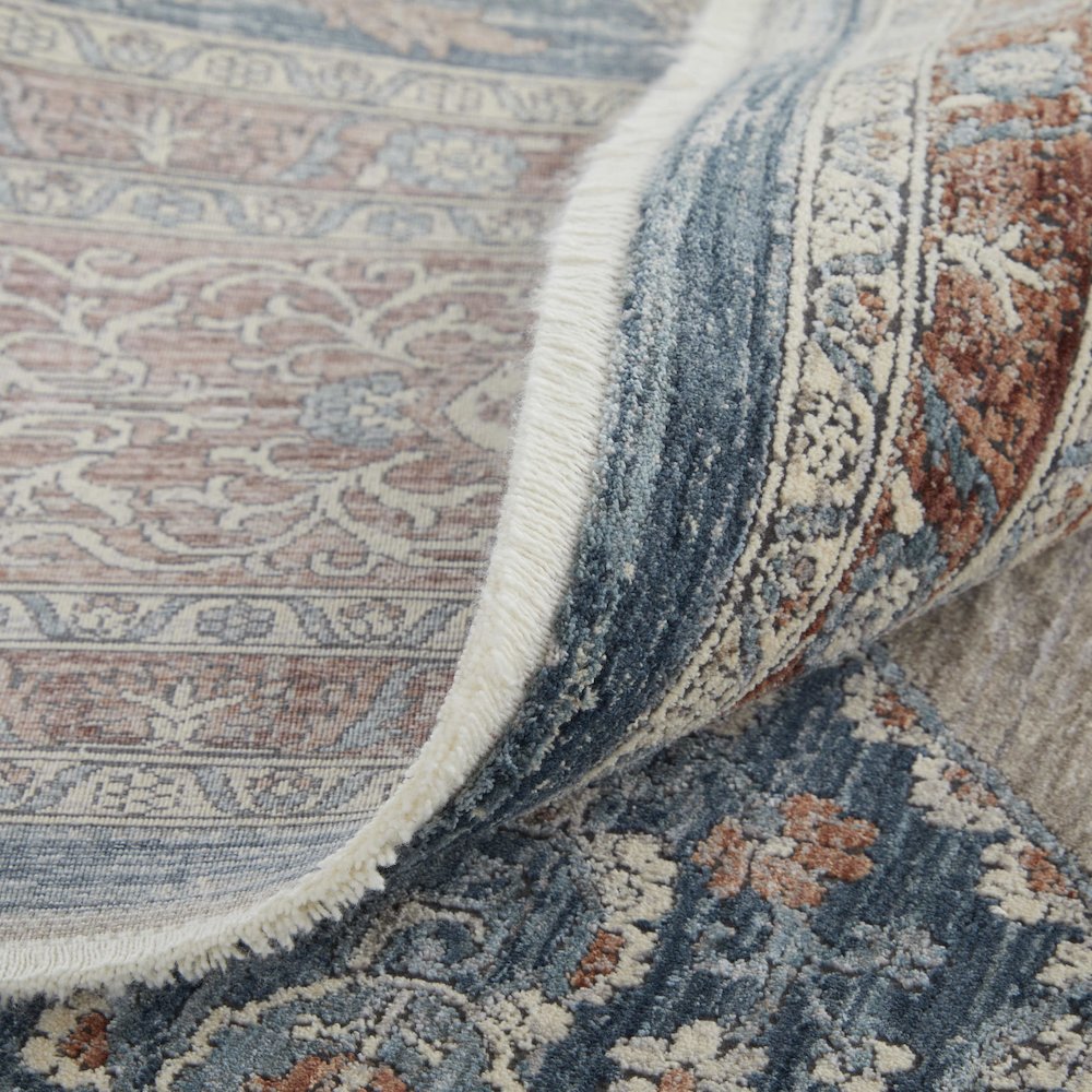 Marquette Transitional Medallion, Gray/Red/Blue, 4' x 5'-3" Accent Rug. Picture 7