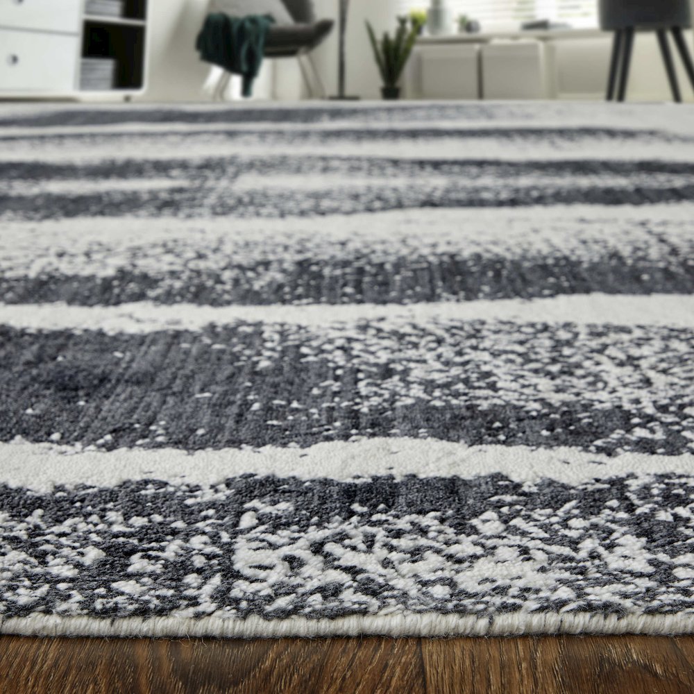 Coda Modern Abstract, Black/White, 5' x 8' Area Rug. Picture 8