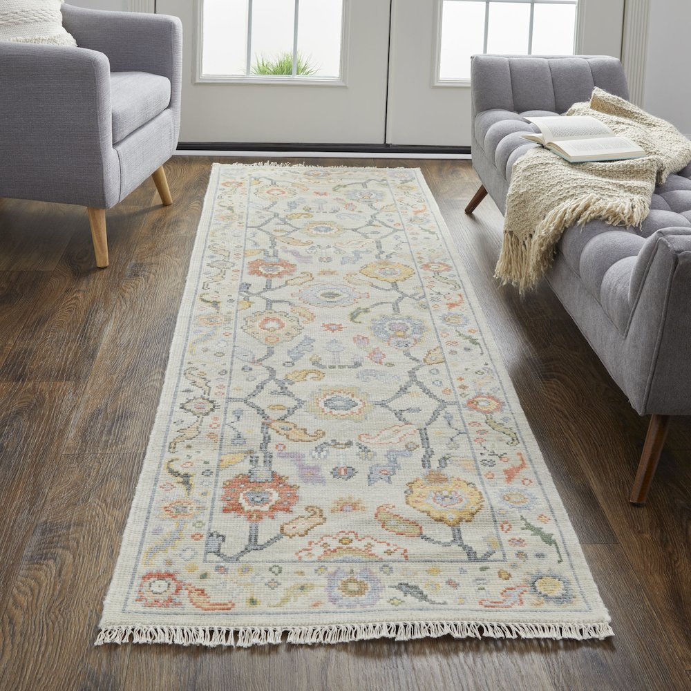 Karina Traditional Persian, Gray/Yellow/Red, 2'-6" x 8' Runner. Picture 2
