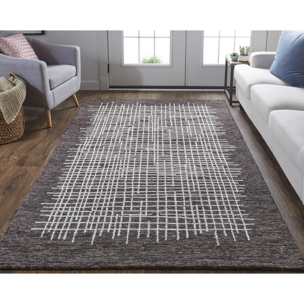 Maddox Modern Tufted Architectural Rug, Chocolate Brown, 3ft-6in x 5ft-6in, MDX8630FBRN000C50. Picture 1