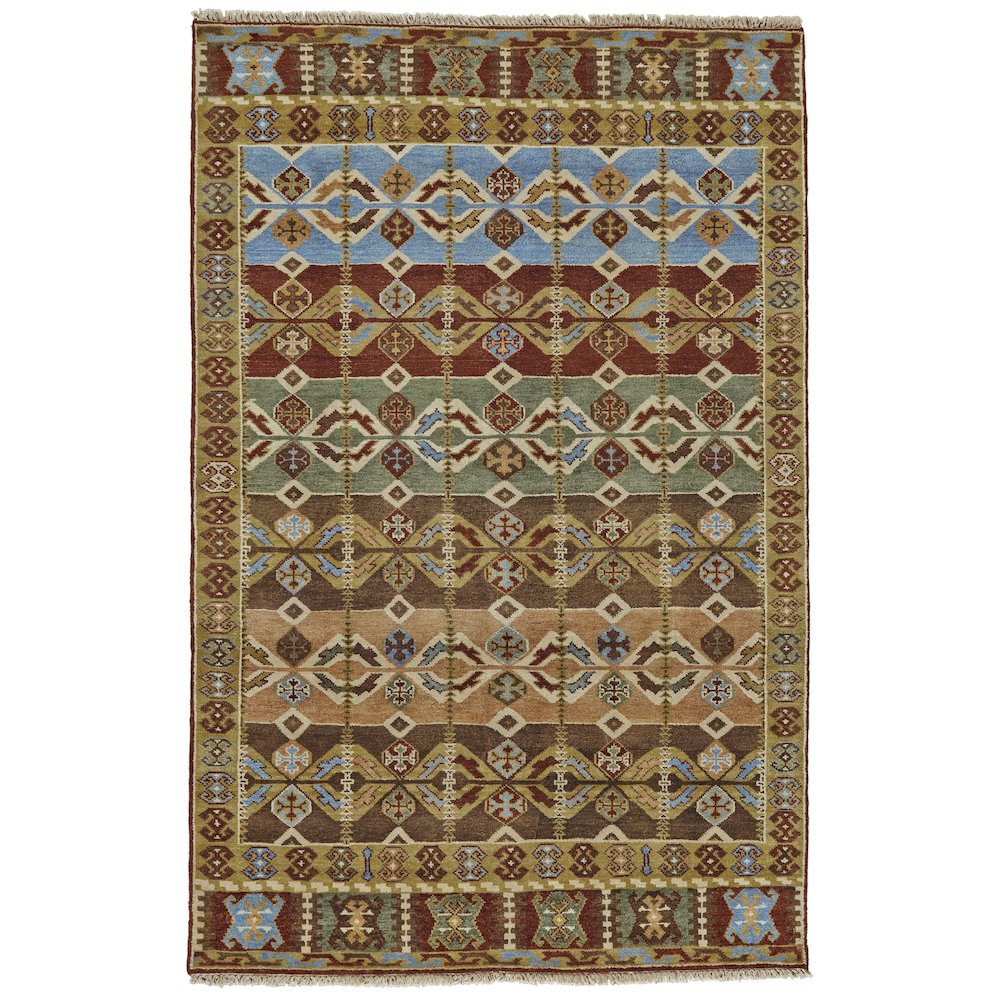 Ashi Transitional Southwestern, Brown/Tan/Blue, 2' x 3' Accent Rug. Picture 1
