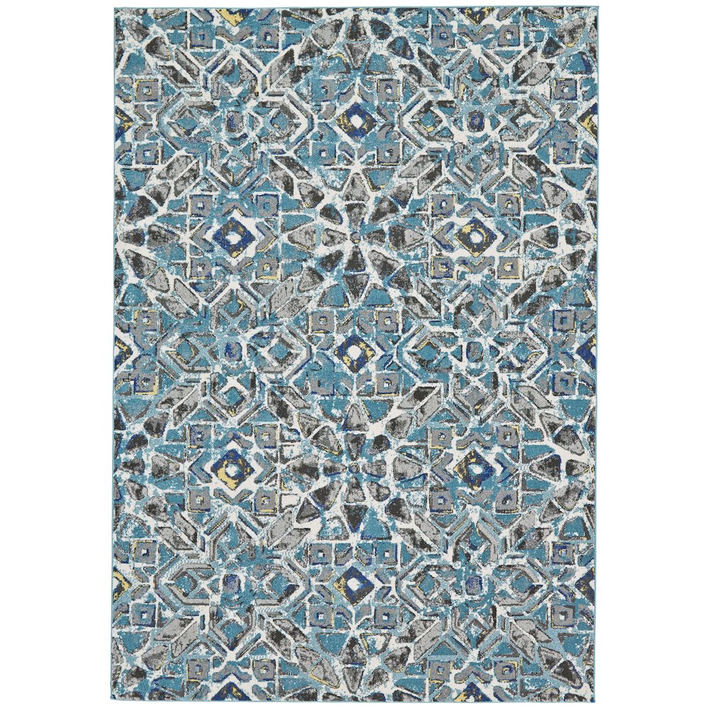 Brixton Modern Geometric, Blue/Ivory/Taupe, 10' x 13'-2" Area Rug. Picture 1