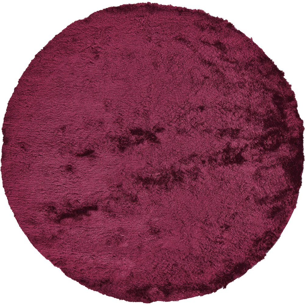 Indochine Plush Shag Rug with Metallic Sheen, Cranberry Red, 10ft x 10ft Round, 4944550FCBY000N95. Picture 1