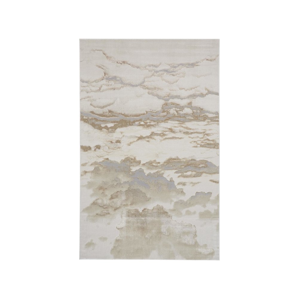 Aura Modern Abstract, Ivory/Tan/Gray, 12' x 15' Area Rug. Picture 1