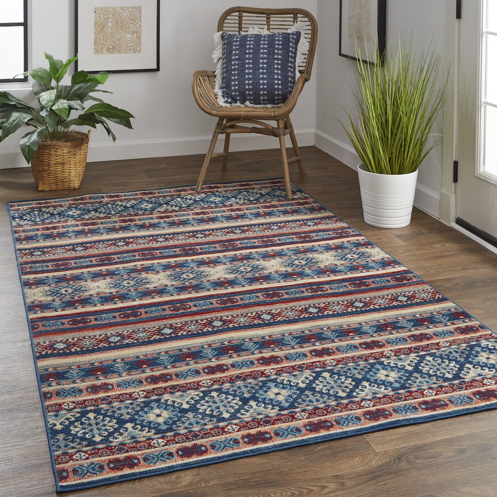 Nolan Transitional Diamond, Blue/Red/Ivory, 12'-10" x 15' Runner. Picture 2